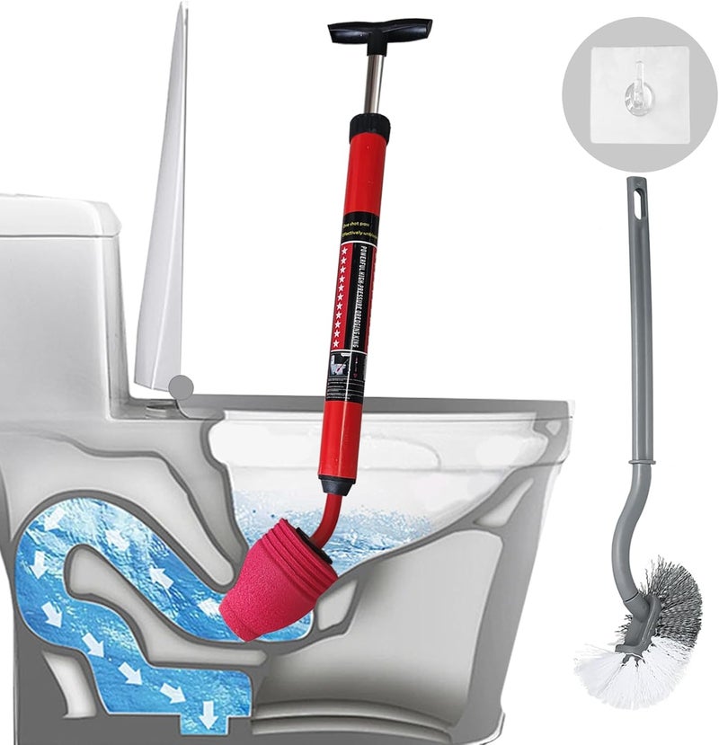 Rmticd Toilet Plunger, High-Pressure Plungers for Bathroom, Toilet Brush and Plunger Set - Powerful Air Drain Unclogger & Heavy-Duty Clog Remover for Bathroom Drains, and Clogged Pipes - Image 1